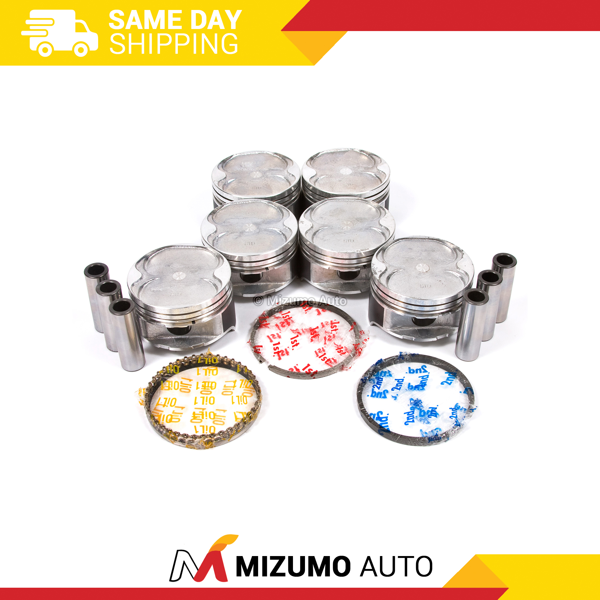 Image is loading Pistons-w-Rings-STD-fit-93-02-Ford-